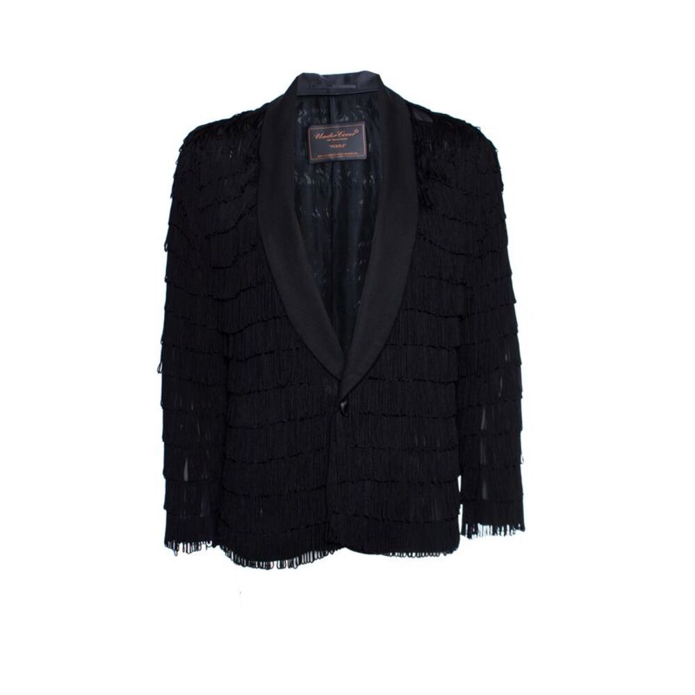 Undercover, semi-transparent jacket with fringes.